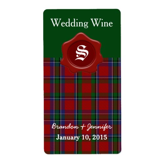 Sinclair Clan Schotse Plaid Trouw Mini Wijnlabels Etiket (Voorkant)