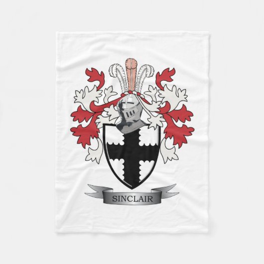 Sinclair Family Crest Coat of Arms Fleece Deken (Voorkant)