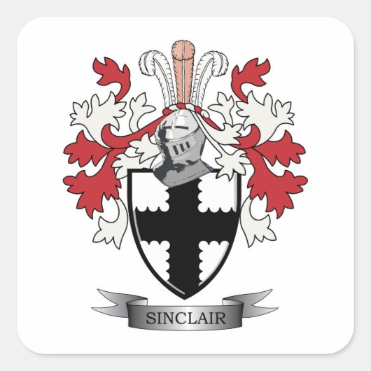 Sinclair Family Crest Coat of arms Vierkante Sticker (Voorkant)