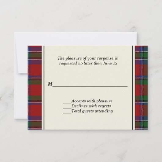 Sinclair Pset Custom Wedding RSVP Card Kaartje (Voorkant)