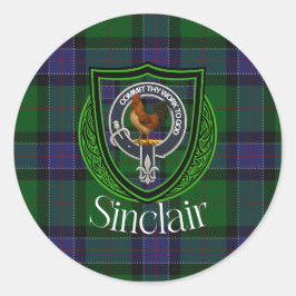 Sinclair Schotse Clan Tartan & Wapen Ronde Sticker