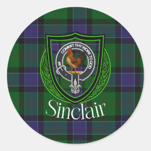 Sinclair Schotse Clan Tartan & Wapen Ronde Sticker
