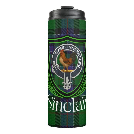 Sinclair Schotse Clan Tartan & Wapenembleem Thermosbeker (Voorkant)