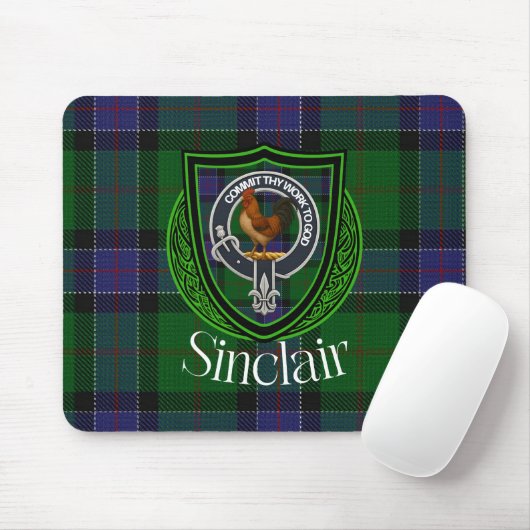 Sinclair Scottish Clan Tartan and Crest Muismat (Met muis)