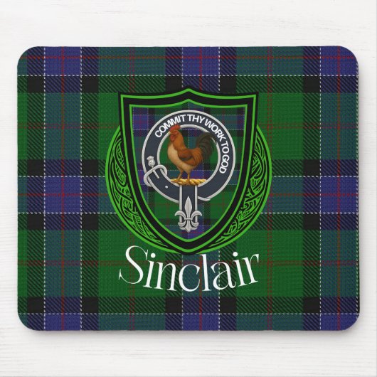 Sinclair Scottish Clan Tartan and Crest Muismat (Voorkant)