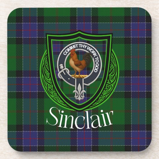 Sinclair Scottish Clan Tartan & Crest Bier Onderzetter (Voorkant)