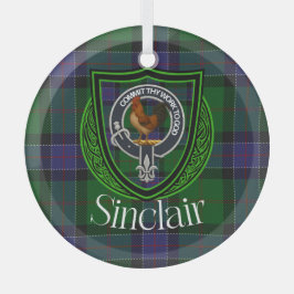 Sinclair Scottish Clan Tartan & Crest Glas Ornament