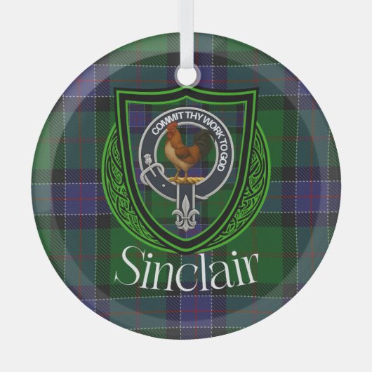 Sinclair Scottish Clan Tartan & Crest Glas Ornament (Voorkant)
