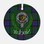 Sinclair Scottish Clan Tartan & Crest Glas Ornament (Achterkant)