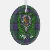 Sinclair Scottish Clan Tartan & Crest Glas Ornament (Voorkant Rechts)
