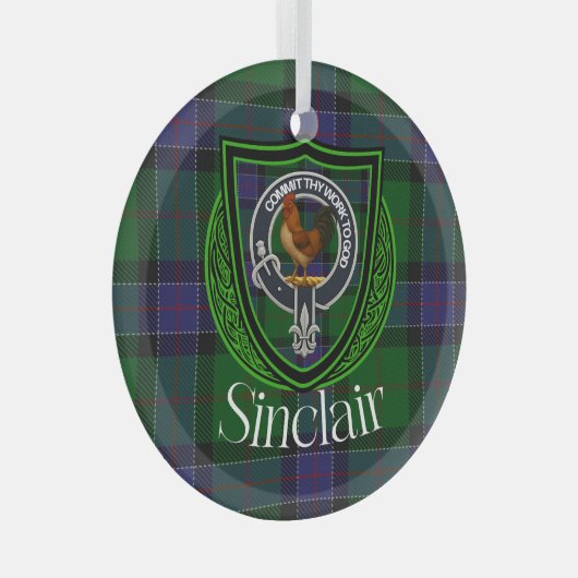 Sinclair Scottish Clan Tartan & Crest Glas Ornament (Voorkant Rechts)