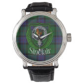 Sinclair Scottish Clan Tartan & Crest Horloge (Voorkant)