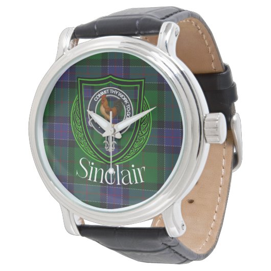 Sinclair Scottish Clan Tartan & Crest Horloge (Gekanteld)