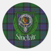 Sinclair Scottish Clan Tartan & Crest Ronde Sticker (Voorkant)