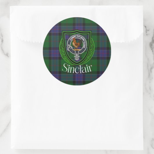 Sinclair Scottish Clan Tartan & Crest Ronde Sticker (Tas)
