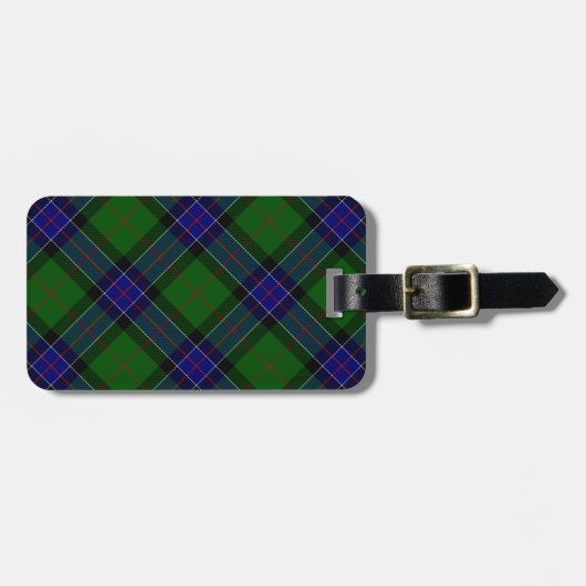 Sinclair tartan blauwe groene schol bagagelabel (Voorkant horizontaal)