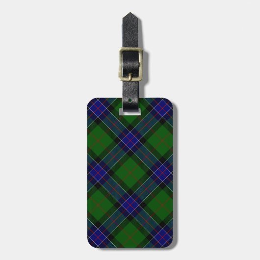 Sinclair tartan blauwe groene schol bagagelabel (Voorkant verticaal)