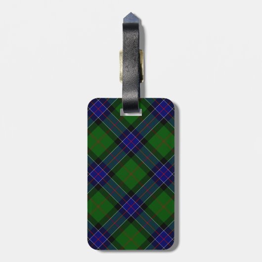 Sinclair tartan blauwe groene schol bagagelabel (Achterkant verticaal)