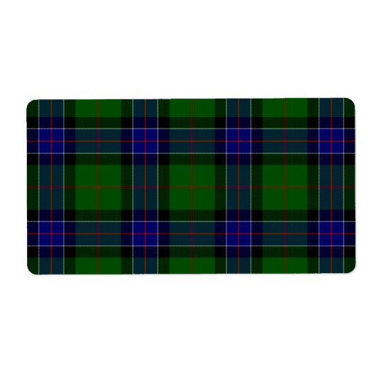 Sinclair tartan blauwe groene schol etiket (Voorkant)