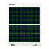 Sinclair tartan blauwe groene schol etiket (Full Sheet)