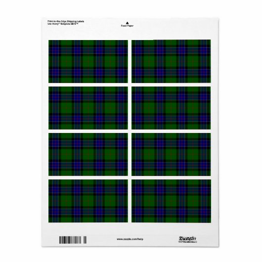 Sinclair tartan blauwe groene schol etiket (Full Sheet)