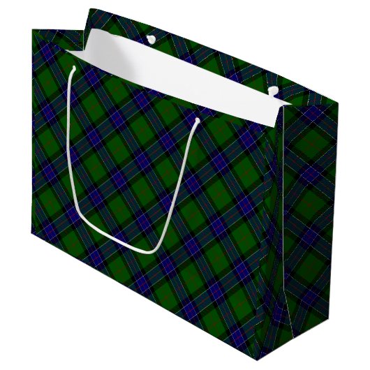 Sinclair tartan blauwe groene schol groot cadeauzakje (Voorkant Gekanteld)