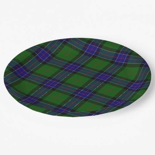Sinclair tartan blauwe groene schol papieren bordje (Gekanteld)