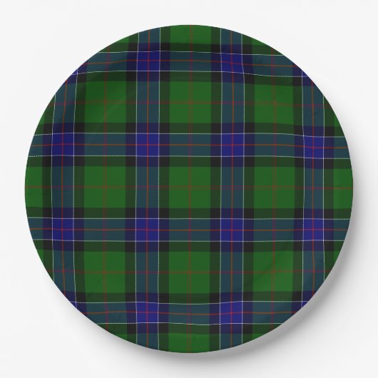 Sinclair tartan blauwe groene schol papieren bordje (Voorkant)