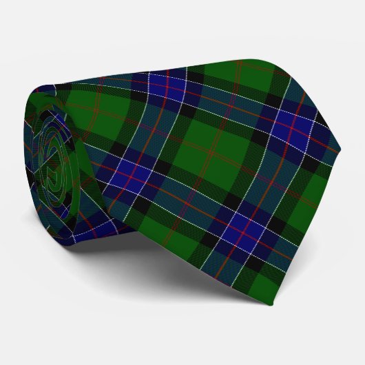 Sinclair tartan blauwe groene schol stropdas (Opgerold)