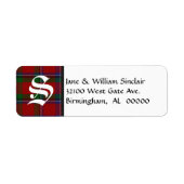 Sinclair Tartan Pset Monogram Adresetiketten Etiket (Voorkant)
