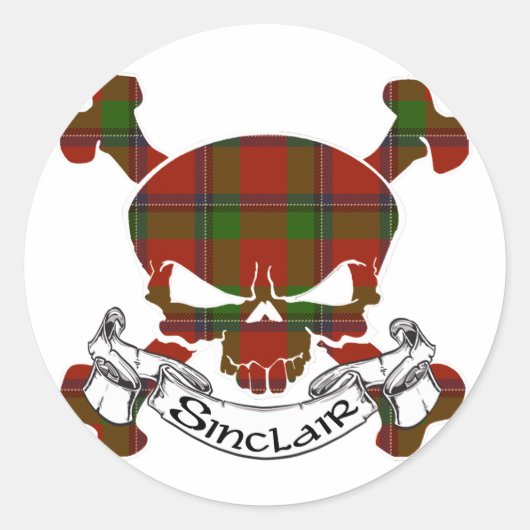 Sinclair Tartan Skull Ronde Sticker (Voorkant)