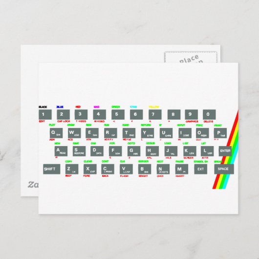 Sinclair ZX Spectrum Keyboard Keys Briefkaart (Voorkant / Achterkant)