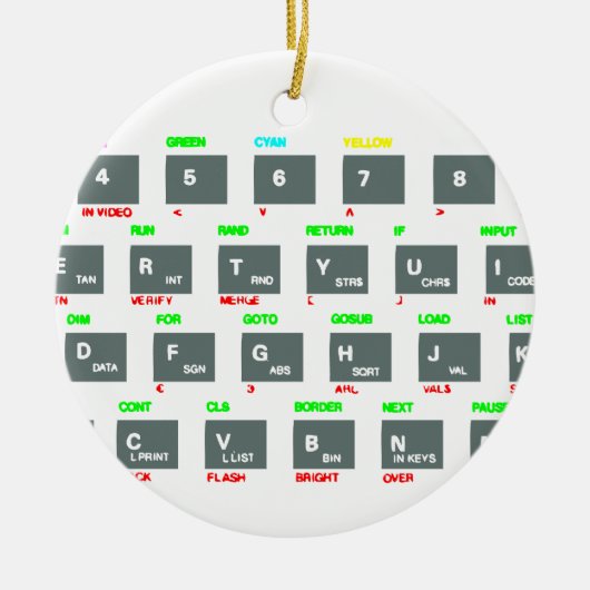 Sinclair ZX Spectrum Keyboard Keys Keramisch Ornament (Voorkant)