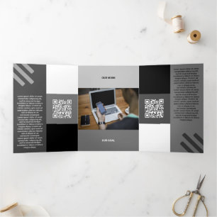 Sind Black Tone Squared off Qr Codes Drieluik Kaart