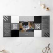 Sind Black Tone Squared off Qr Codes Drieluik Kaart (Binnen)