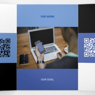 Sind Blue Tone Squared off Qr Codes Drieluik Kaart