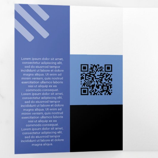 Sind Blue Tone Squared off Qr Codes Drieluik Kaart (Binnenzijde eerst)
