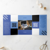 Sind Blue Tone Squared off Qr Codes Drieluik Kaart (Binnen)