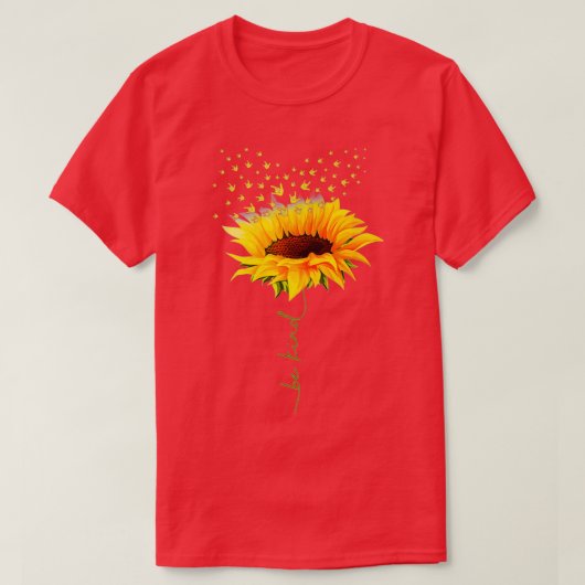 Sind Hippie Sunflower Ik hou van je doaf ASL-teken T-shirt (Design voorkant)