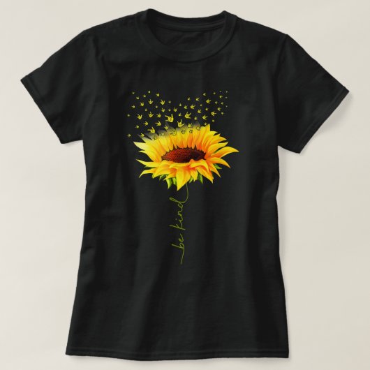 Sind Hippie Sunflower Ik hou van je doaf ASL-teken T-shirt (Design voorkant)