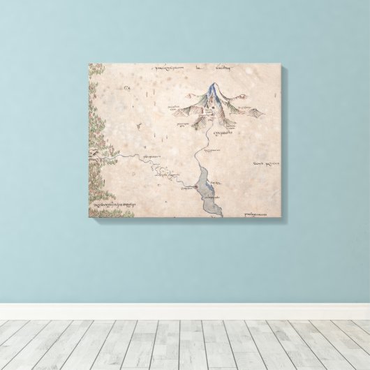 Sindarin Map of the Lonely Mountain Canvas Afdruk (Insitu (Houten vloer))