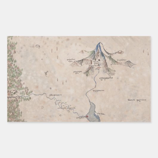 Sindarin Map of the Lonely Mountain Rechthoekige Sticker (Voorkant)