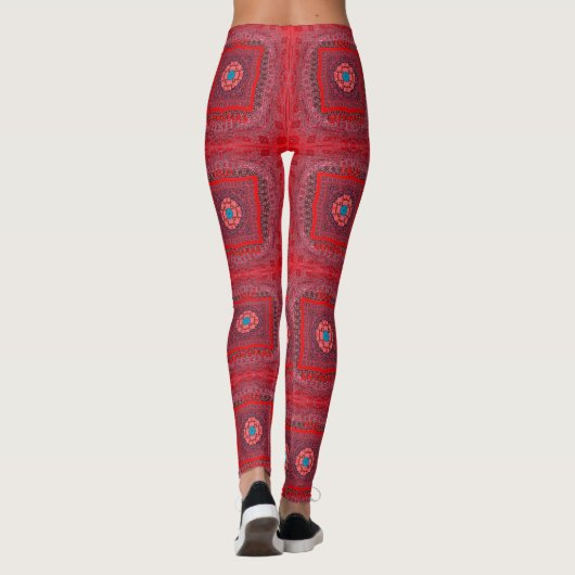 Sindhi Etnische Stammen Patroon Art Print Leggings (Achterkant)