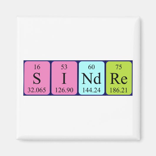 Sindre periodieke table name magnet (Voorkant)
