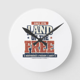 Sinds 1776 Land van de Vrijheid Patriottische USA Ronde Klok