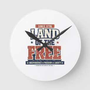 Sinds 1776 Land van de Vrijheid Patriottische USA Ronde Klok