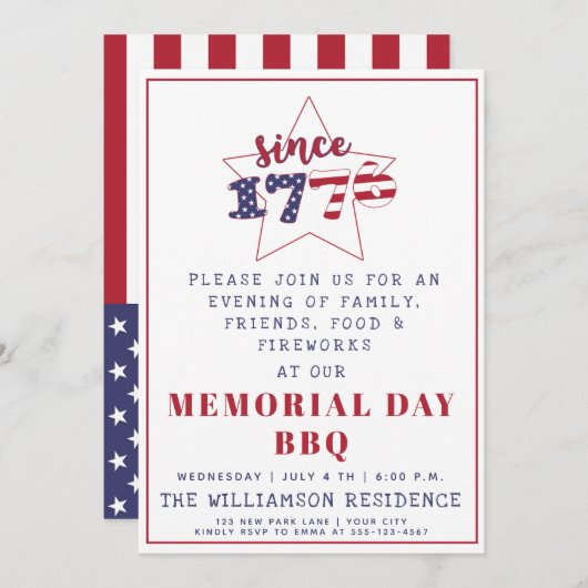 Sinds 1776 - Patriottische Amerikaanse Dag van de  Kaart (Voorkant / Achterkant)