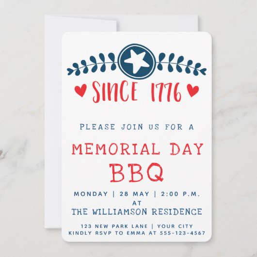 Sinds 1776 | Uitnodiging tot herdenking van de pat (Voorkant)