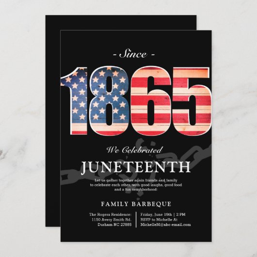 Sinds 1865 | Juneteenth Vrijheidsdag Uitnodiging (Voorkant / Achterkant)