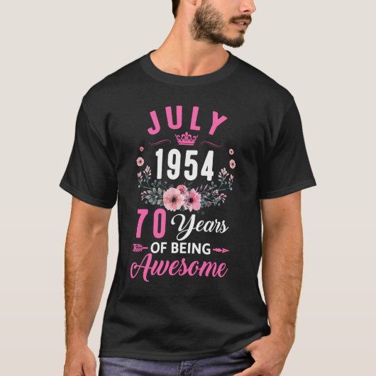 Sinds 1954 70 jaar oude juli 70e verjaardag vrouwe t-shirt (Voorkant)